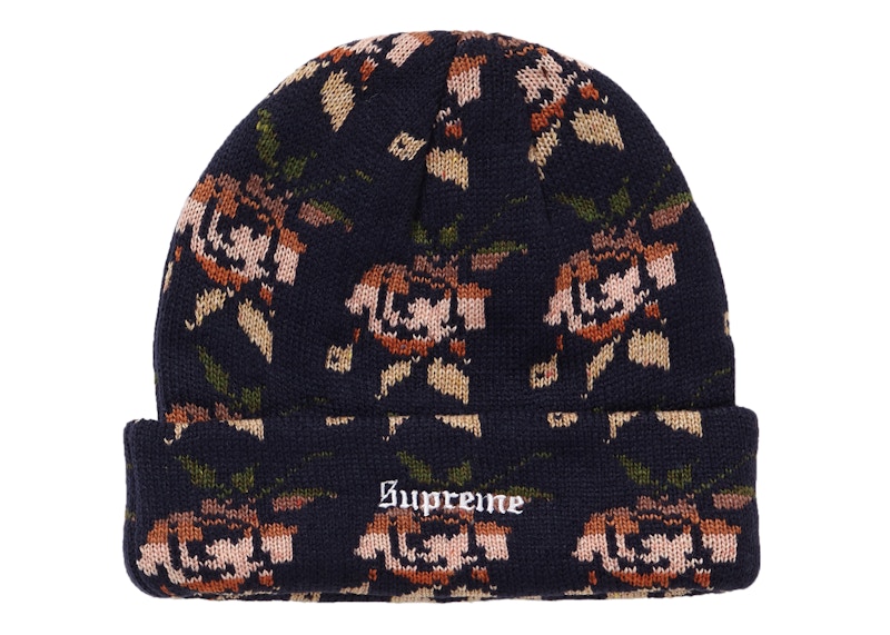 Supreme Rose Jacquard Beanie Navy