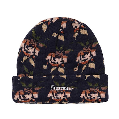 Supreme Rose Jacquard Beanie Navy