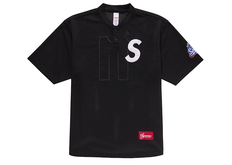 Supreme S Logo Baseball Henley Black