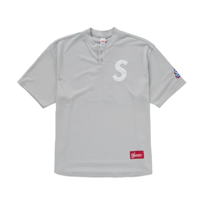 Supreme S Logo Baseball Henley Grey