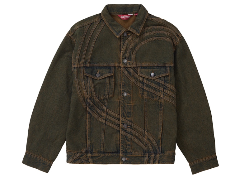 Supreme S Logo Denim Trucker Jacket Dirty Green