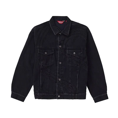 Supreme S Logo Denim Trucker Jacket Washed Black