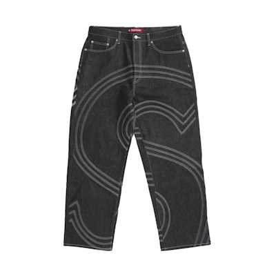 Supreme S Logo Rigid Baggy Jean Black
