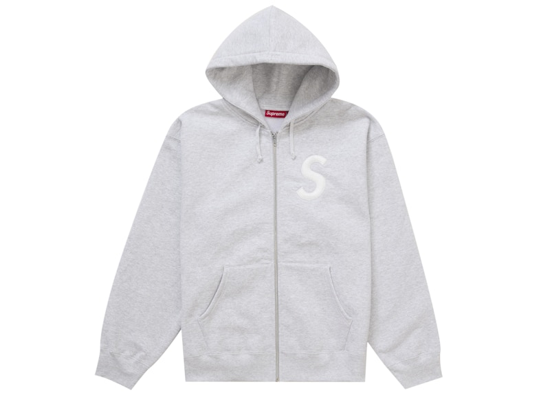 Supreme S Logo Zip Up Hooded Sweatshirt (FW24) Ash Grey