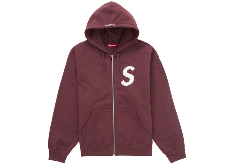 Supreme S Logo Zip Up Hooded Sweatshirt (FW24) Maroon