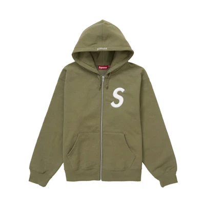 Supreme S Logo Zip Up Hooded Sweatshirt (FW24) Olive