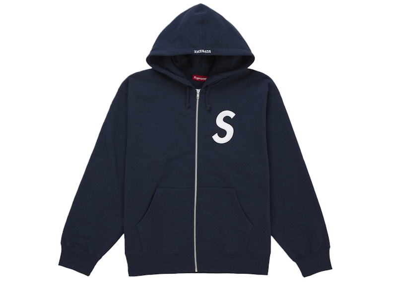 Supreme S Logo Zip Up Hooded Sweatshirt (FW25) Navy