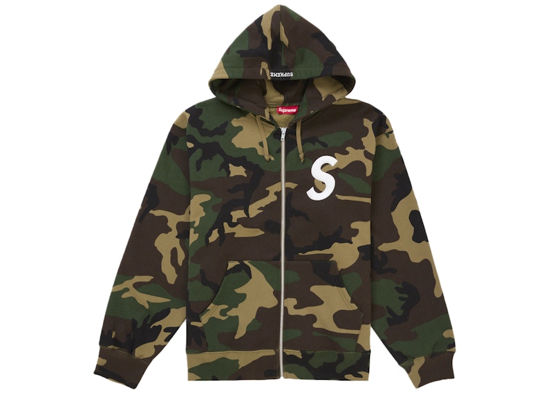 Supreme S Logo Zip Up Hooded Sweatshirt (FW25) Woodland Camo