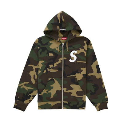 Supreme S Logo Zip Up Hooded Sweatshirt (FW25) Woodland Camo