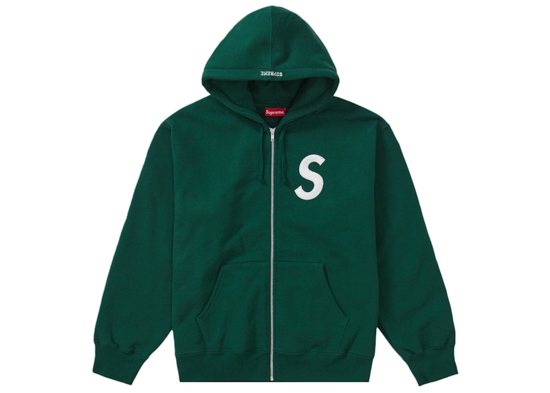 Buy Hoodie Zip Up Supreme S Logo Warna Hijau Tua