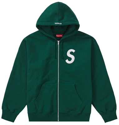 Supreme S Logo Zip Up Hooded Sweatshirt Dark Green