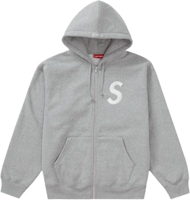 Supreme S Logo Zip Up Hooded Sweatshirt Heather Grey - Novelship