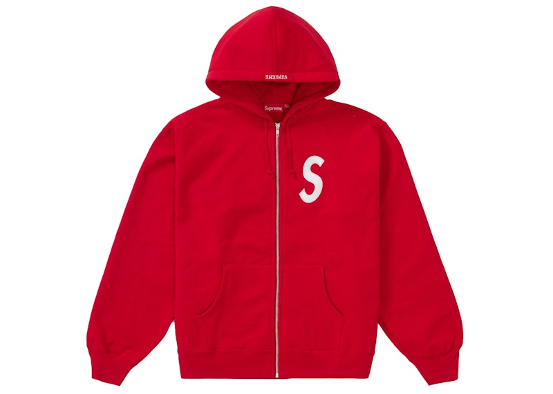 Buy Supreme S Logo Zip Up Hooded Sweatshirt Red - Novelship