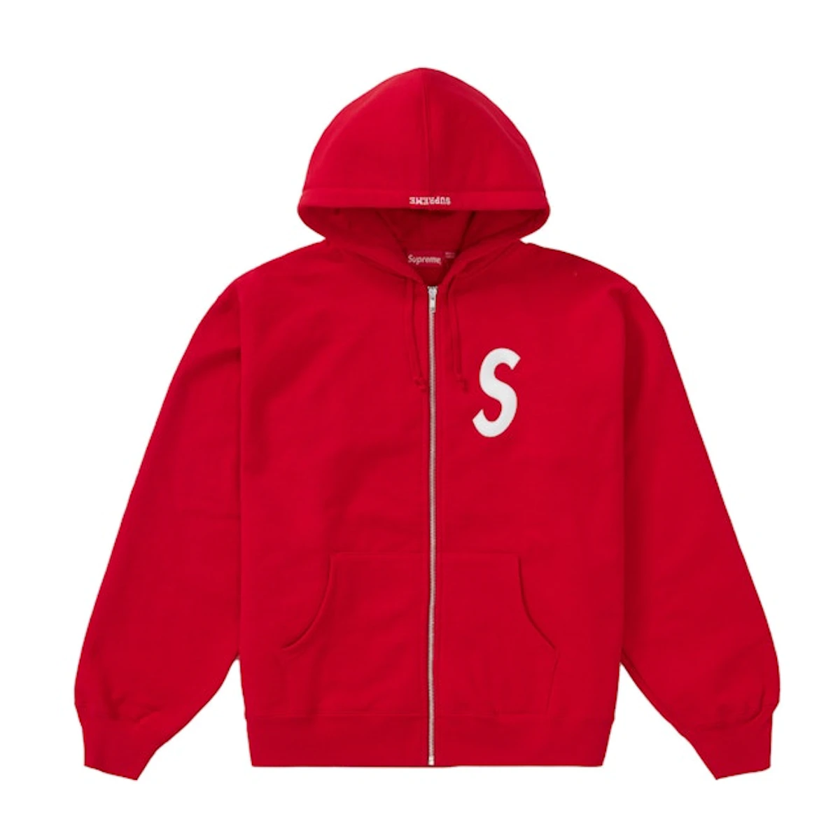 Buy Supreme S Logo Zip Up Hooded Sweatshirt Red - Novelship Buy Supreme S Logo Zip Up Hooded Sweatshirt Red - Novelship