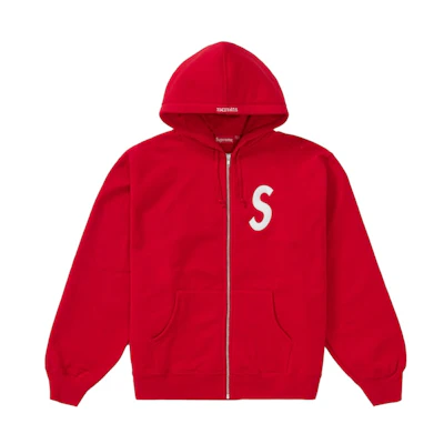 Supreme S Logo Zip Up Hooded Sweatshirt Red