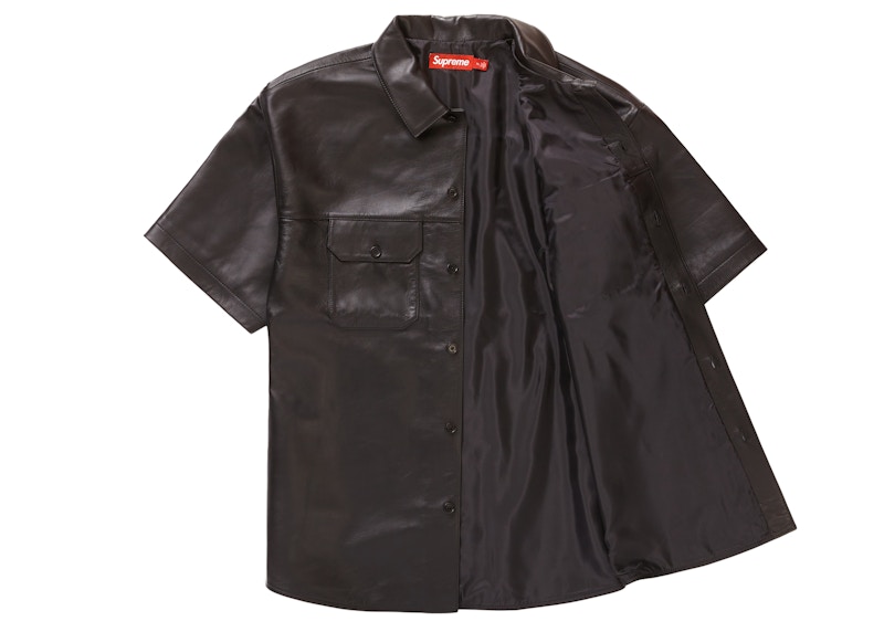 Supreme S/S Leather Work Shirt Black 圖 2