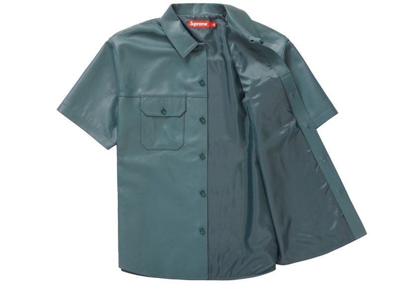 Supreme S/S Leather Work Shirt Dusty Teal 圖 2