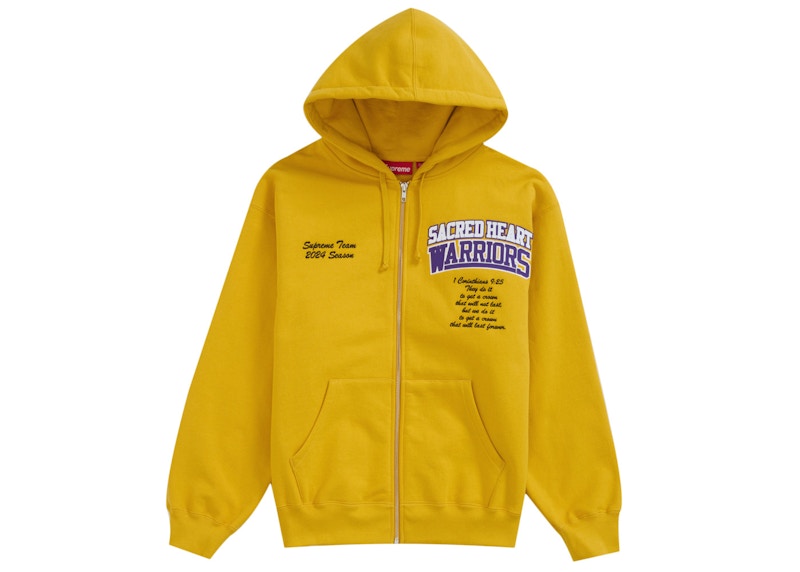 Supreme Salvation Zip Up Hooded Sweatshirt Yellow