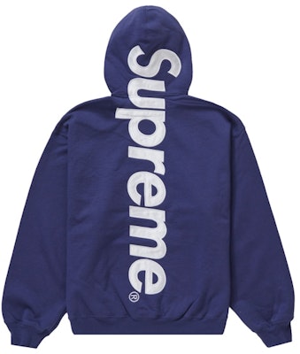 Supreme 緞面縫飾連帽衛衣 (FW23) 水洗海軍色 Buy Supreme 緞面縫飾連帽衛衣 (FW23) 水洗海軍色