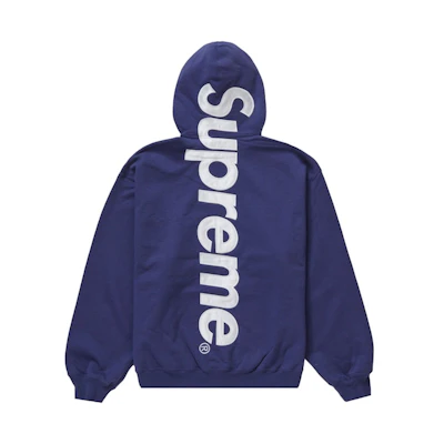 Supreme Satin Appliqué Hooded Sweatshirt (FW23) Washed Navy