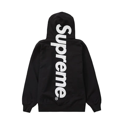 Supreme Satin Appliqué Hooded Sweatshirt Black