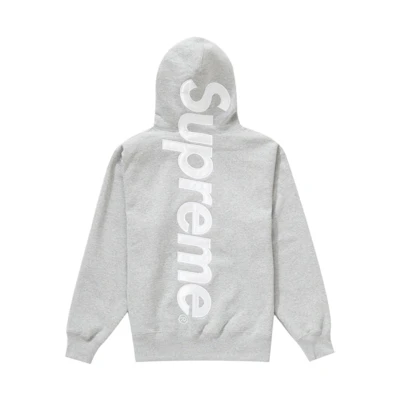 Supreme Satin Appliqué Hooded Sweatshirt Heather Grey