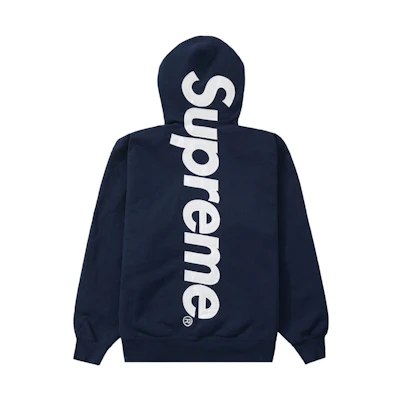 Supreme Satin Appliqué Hooded Sweatshirt Navy