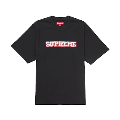 Supreme Satin Appliqué S/S Top Black