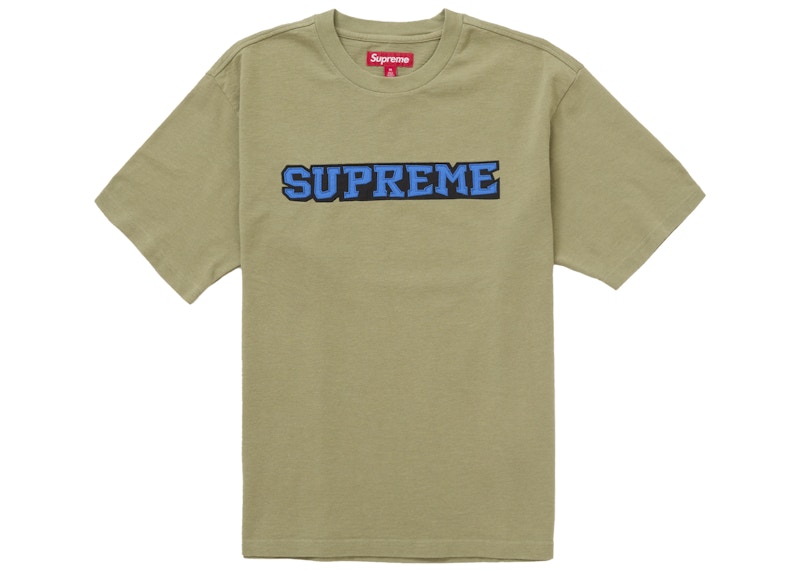 Supreme Satin Appliqué S/S Top Light Olive