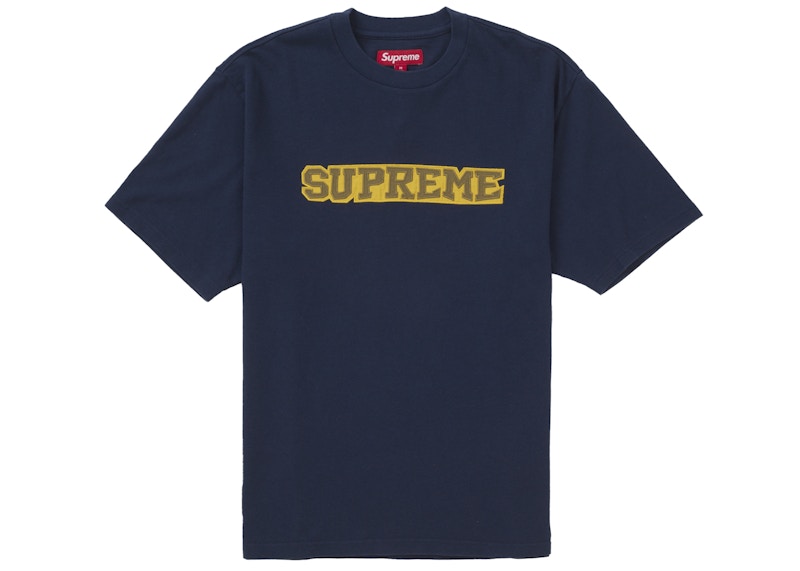 Supreme Satin Appliqué S/S Top Navy