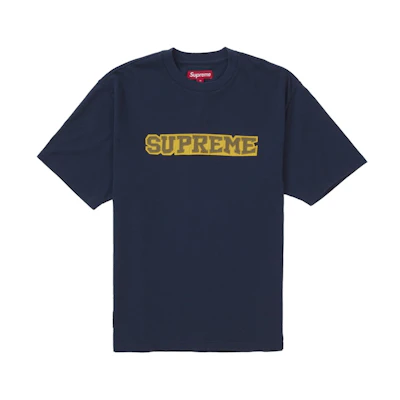 Supreme Satin Appliqué S/S Top Navy