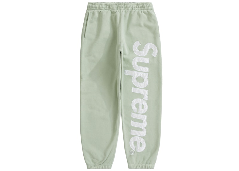 Buy Supreme Satin Appliqué Sweatpant Mint Lelaki/Wanita Warna Hijau Pudina.
