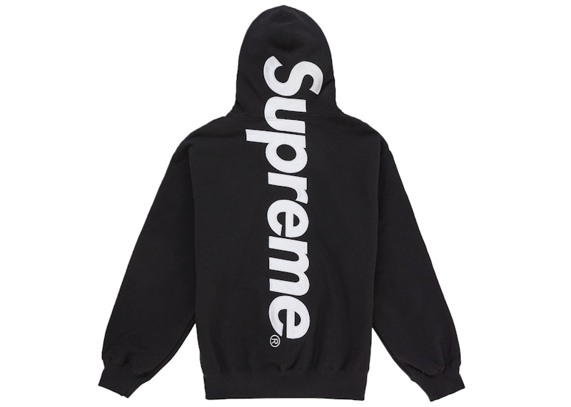 Order Supreme 缎面贴花连帽卫衣 (SS26) 黑色