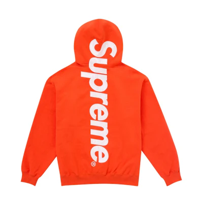 Supreme Satin Applique Hooded Sweatshirt FW24 Bright Orange