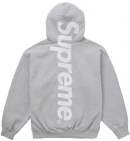 Supreme Satin Applique Hooded Sweatshirt FW24 Heather Grey Supreme Satin Applique Hooded Sweatshirt FW24 Heather Grey