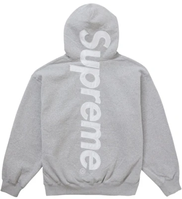Sudadera con Capucha Supreme Satin Applique FW24 Gris Jaspeado. Buy Sudadera con Capucha Supreme Satin Applique FW24 Gris Jaspeado.
