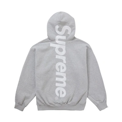 Supreme Satin Applique Hooded Sweatshirt FW24 Heather Grey