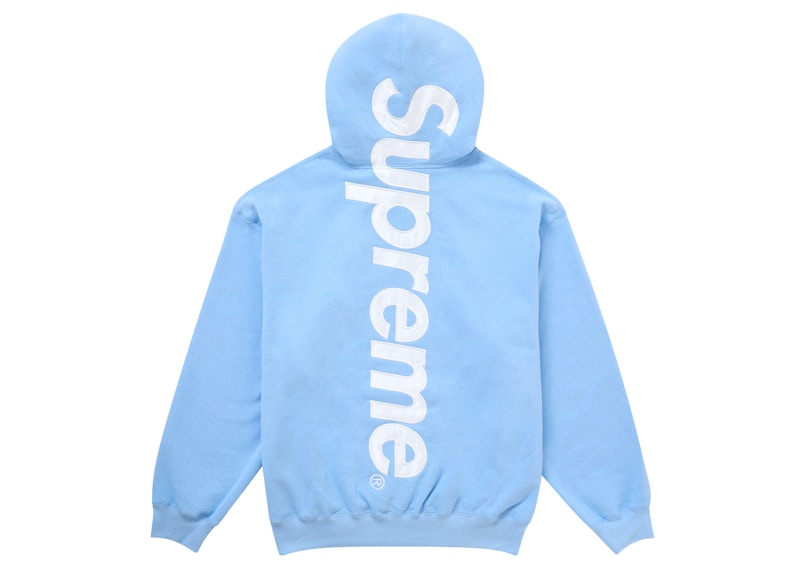 Supreme Satin Applique Hooded Sweatshirt FW24 Light Blue