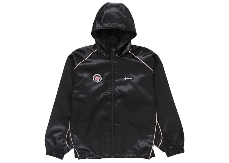 Supreme Satin Hooded Track Jacket Black