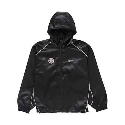 Supreme Satin Hooded Track Jacket Black