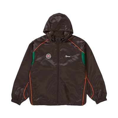 Supreme Satin Hooded Track Jacket Brown