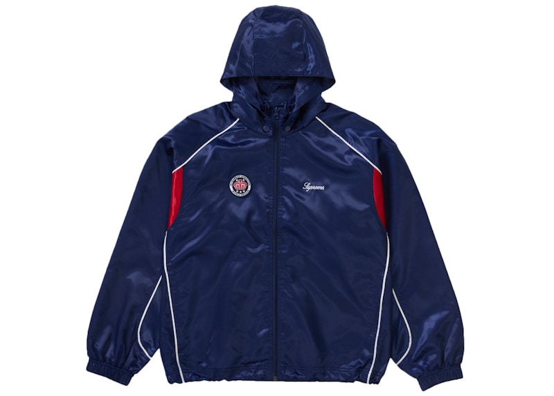 Supreme Satin Hooded Track Jacket Navy
