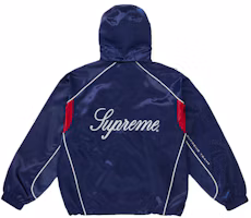 Lookbook Supreme 緞面連帽運動外套 海軍藍