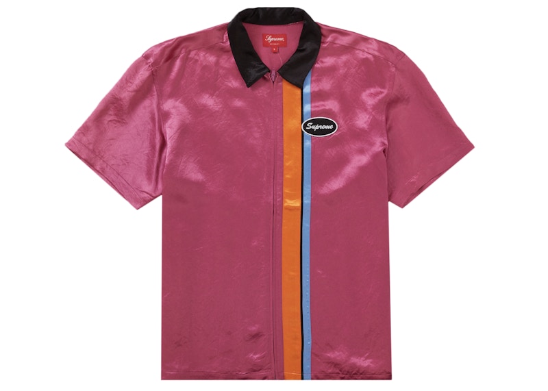 Buy 슈프림 새틴 집업 반소매 워크 셔츠 '핑크'