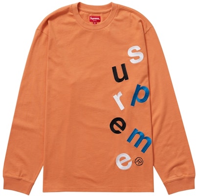 Supreme 散落Logo长袖上衣 淡橙色 Buy Supreme 散落Logo长袖上衣 淡橙色