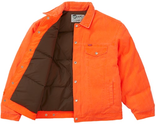 Supreme Schott Canvas Down Trucker Jacket Neon Orange - Novelship