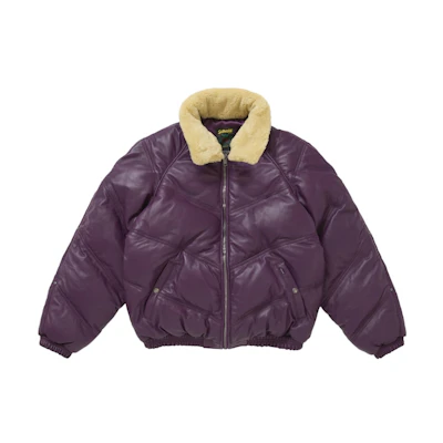 Supreme Schott Chevron Leather Down Puffer Jacket Purple