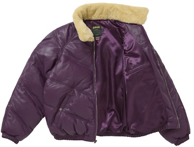 シュプリーム ショット シェブロン レザー ダウン パファージャケット パープル Order シュプリーム ショット シェブロン レザー ダウン パファージャケット パープル