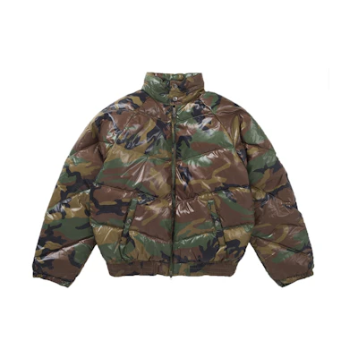 Supreme Schott Glossy Lightweight Down Puffer Jacket Woodland Camo