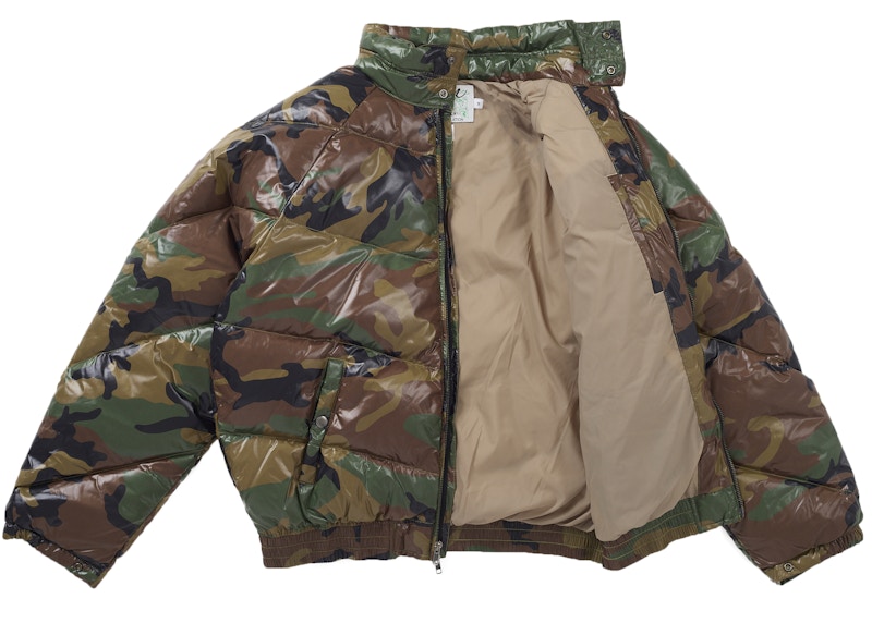 Lookbook シュプリーム ショット グロッシー ライトダウンパファージャケット ウッドランドカモ